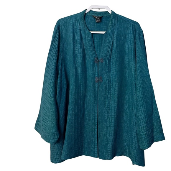 Citron Santa Monica Silk Turquoise Blouse Top - Picture 4 of 4